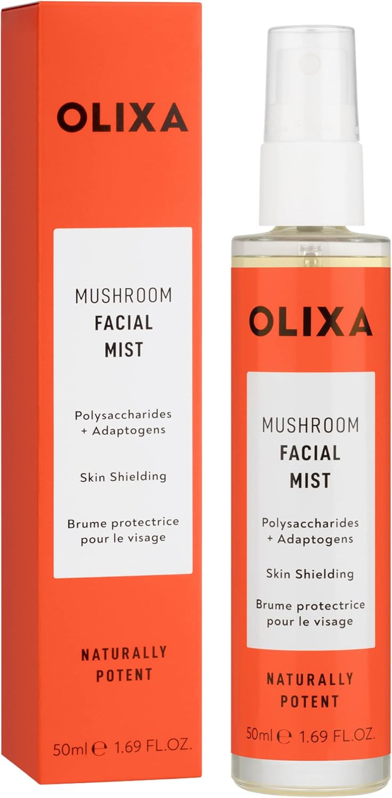 Olixa Beauty - Mushroom Facial Mist - Skin Protecting - with Reishi Mushroom, Shiitake Mushroom, Holy Basil, Ashwaghandha, Ginseng - Adaptogen - Face Mist Spray - 50Ml