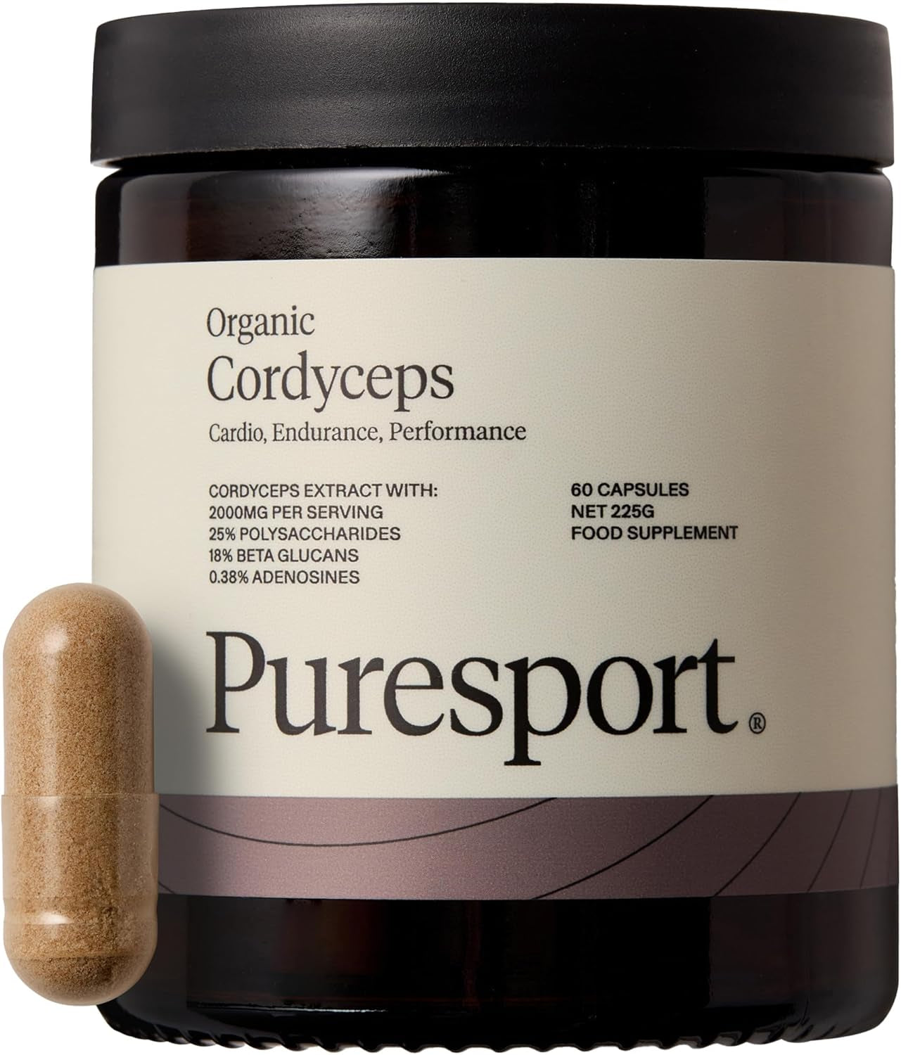 Cordyceps Supplement (60 Capsules) | Cardiovascular Cordyceps Mushrooms Supplement with 25% Polysaccharides | Endurance, Performance and Recovery | Informed Sport Certified