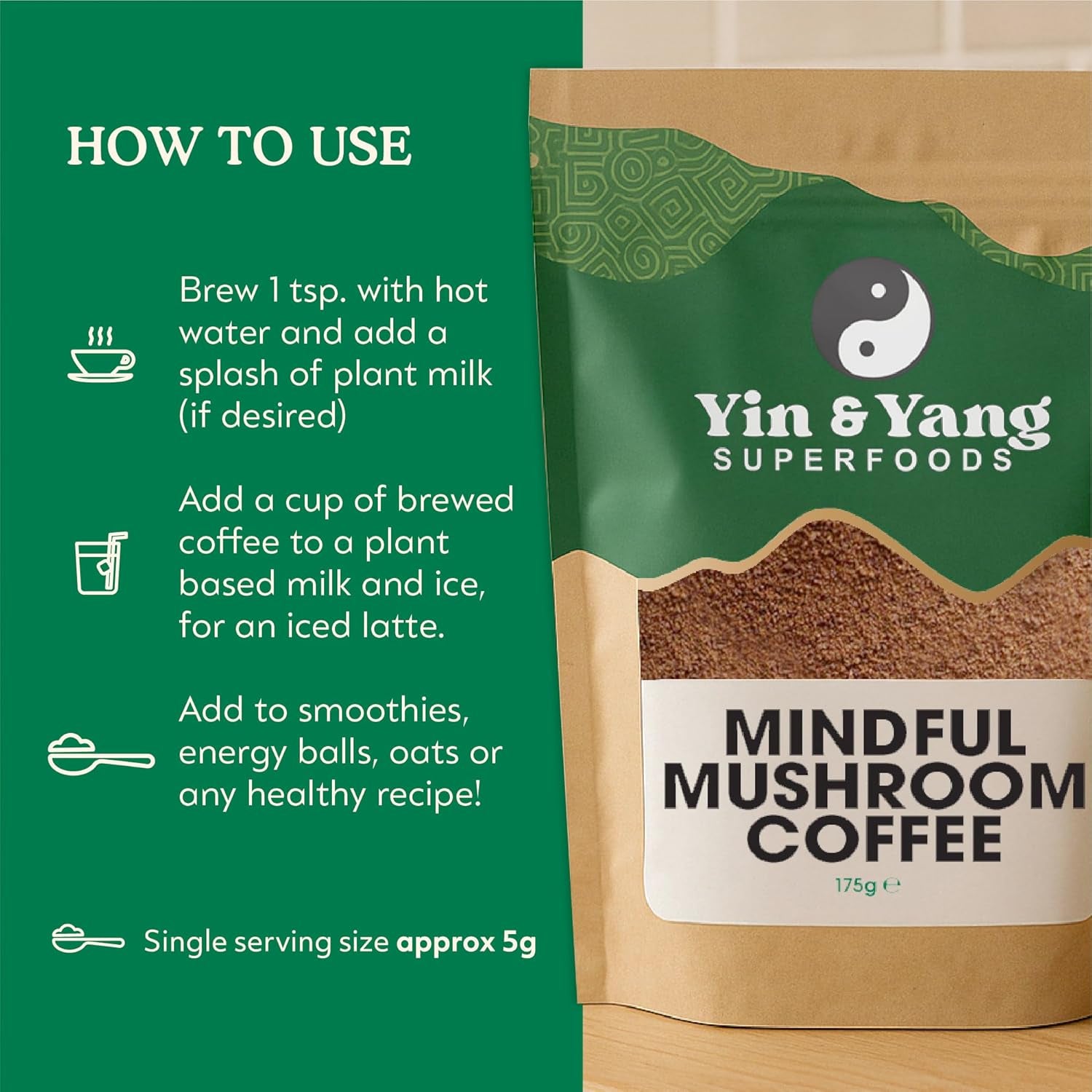 Mushroom Coffee 175G, by  (35 Servings), Boost Focus & Immunity | Reishi, Cordyceps, Lion'S Mane, Chaga, Brazilian Arabica Instant Coffee | Antioxidant Rich