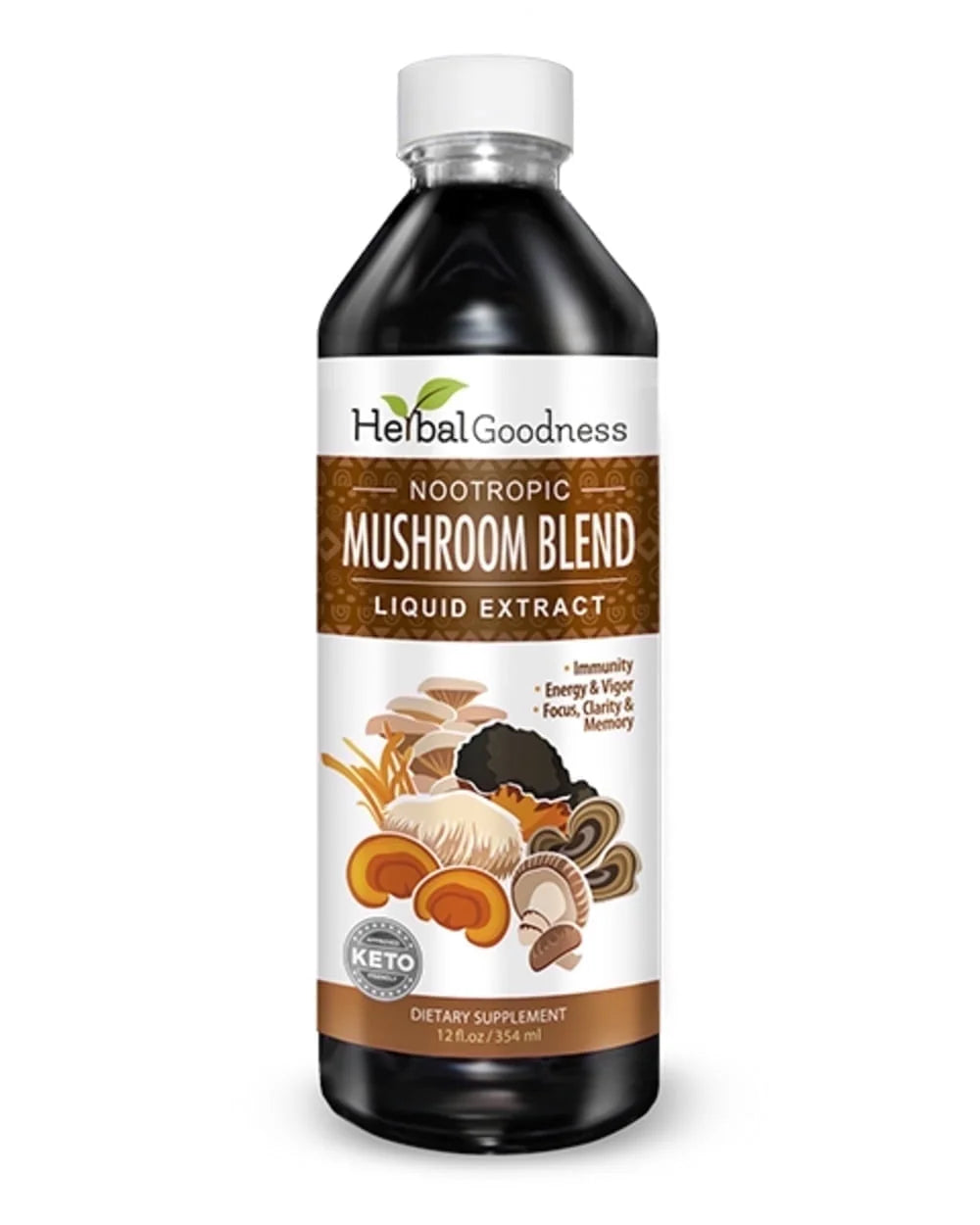 Mushroom Supplements Blends Liquid Extract 12Fl.Oz, Reishi, Chaga, Turkey Tails, Organic Lion'S Mane, Nootropic Brain Supplements for Memory and Focus -