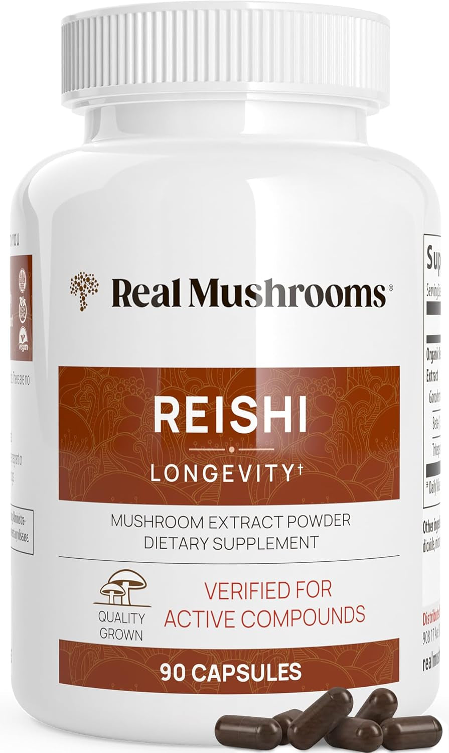 Reishi Mushroom Capsules - Handpicked Organic Mushroom Extracts - Red Reishi for Tranquil Daily Wellness with Verified Beta Glucans Vegan, Non-Gmo, No Grain Fillers, 90 Ct