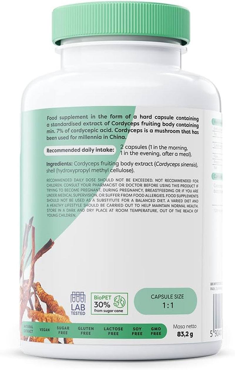 Cordyceps 1200 Mg – 120 Vegan Capsules | Standardized Cordyceps Mycelia Extract for Energy, Endurance & Vitality | Supports Physical Performance & Immune Health