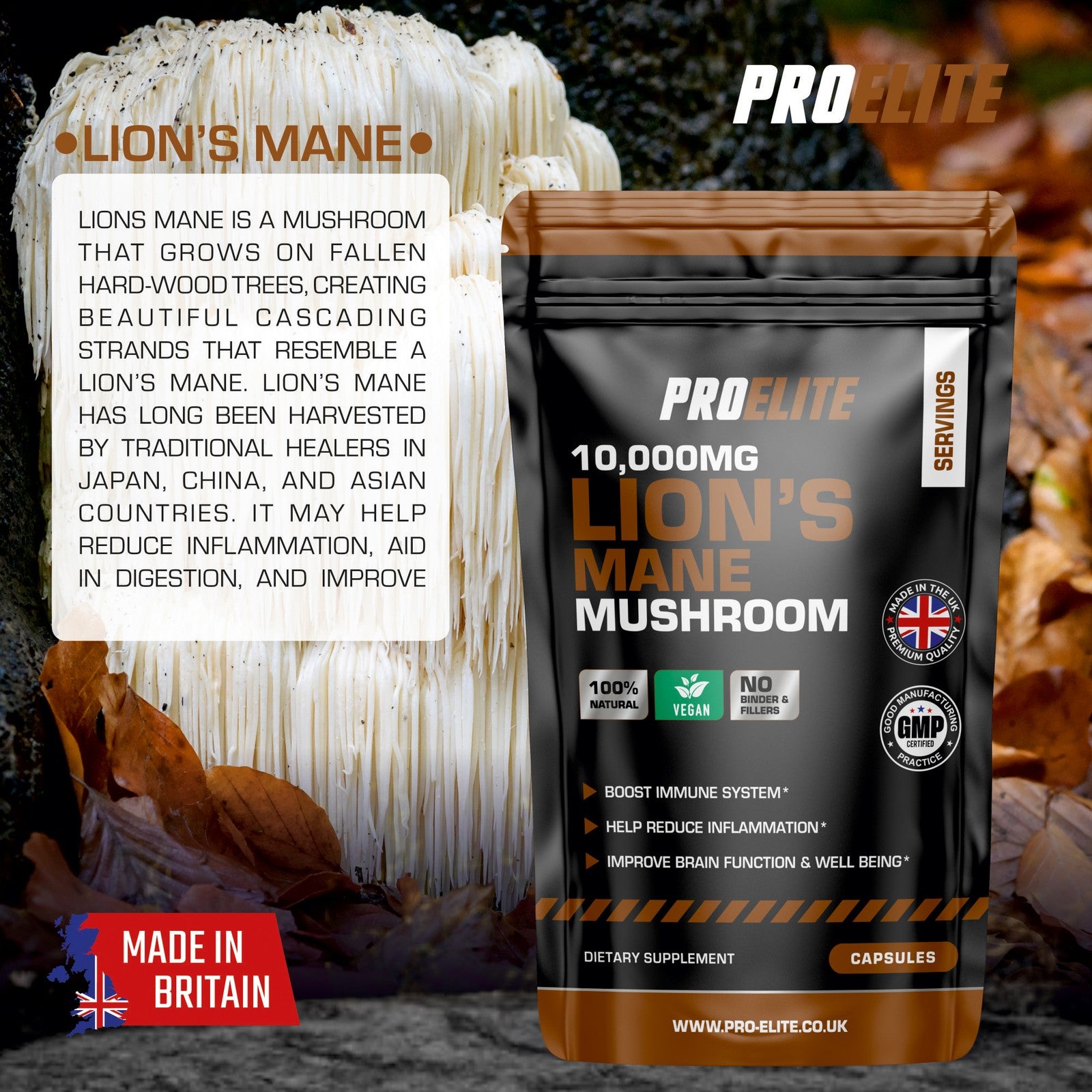 Lions Mane Mushroom Extract Capsules 10,000Mg 240Mg Polysaccharide