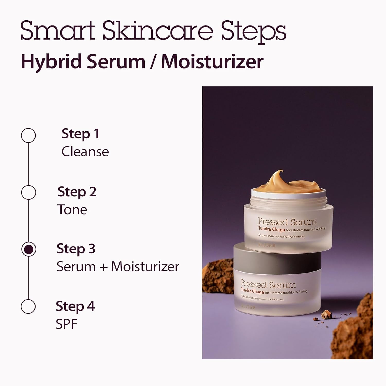 Pressed Serum Tundra Chaga – Anti-Aging Face Cream, Korean Serum with Chaga Extract for Firm Skin, Intense Hydration, and Nourishing Care (50 Ml)