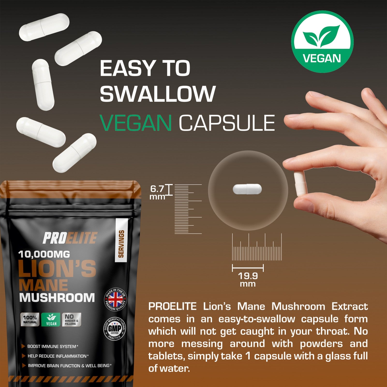 Lions Mane Mushroom Extract Capsules 10,000Mg 240Mg Polysaccharide