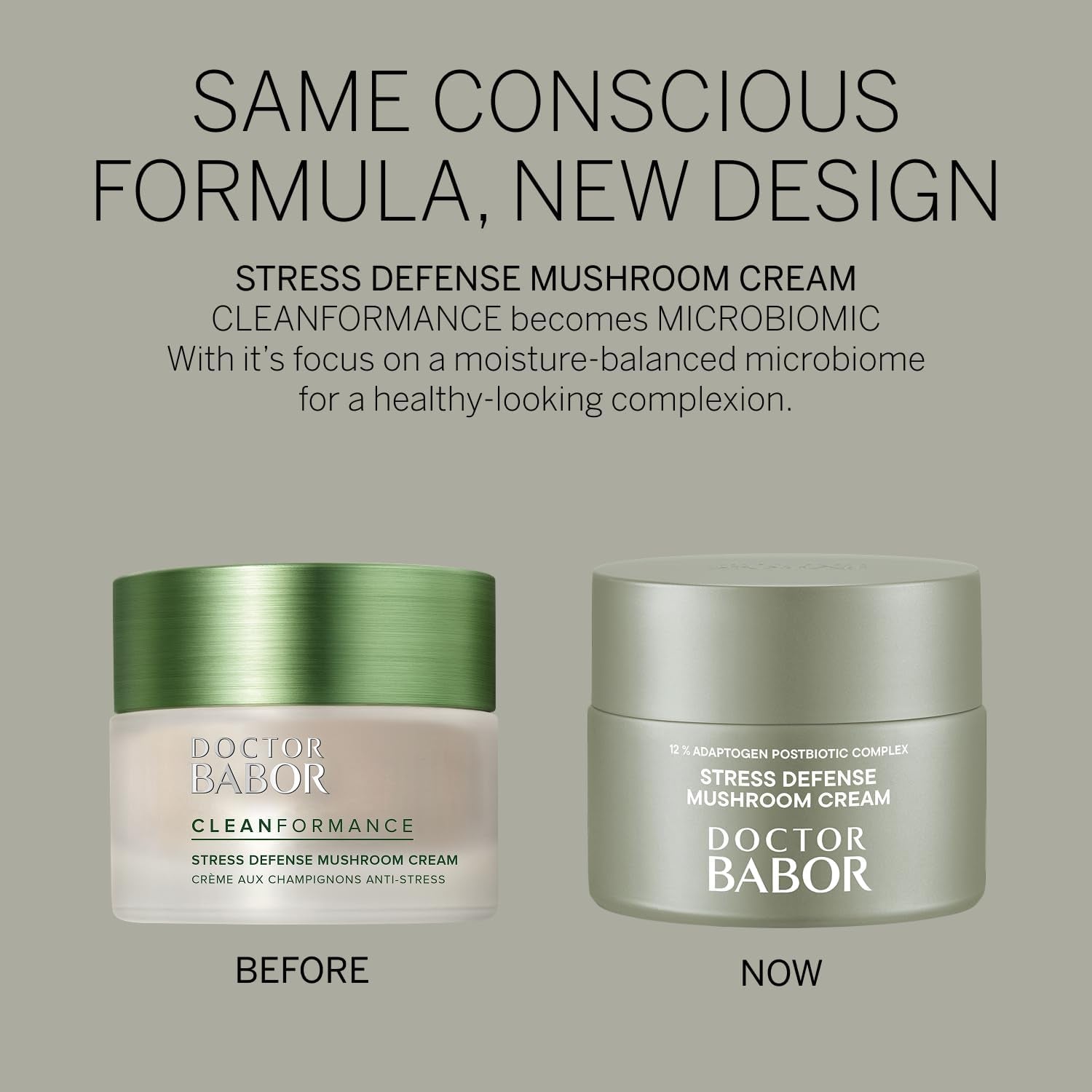 DOCTOR BABOR CLEANFORMANCE Stress Defense Mushroom Cream with Extracts of Reishi, Chaga, Shiitake Mushrooms & Ginseng Root | Face Cream | Moisturizing | for Face, Neck & Décolleté 50Ml