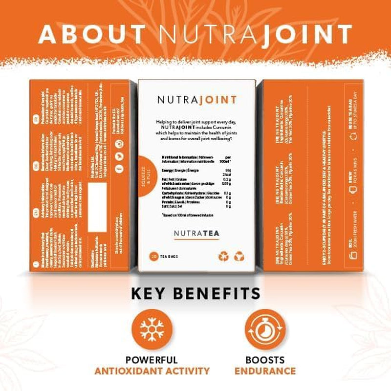 NUTRAJOINT - Joint Care Tea | Helps Improve Mobility & Flexibility - with Turmeric, Green Tea & Black Pepper - 20 Enveloped Tea Bags - by
