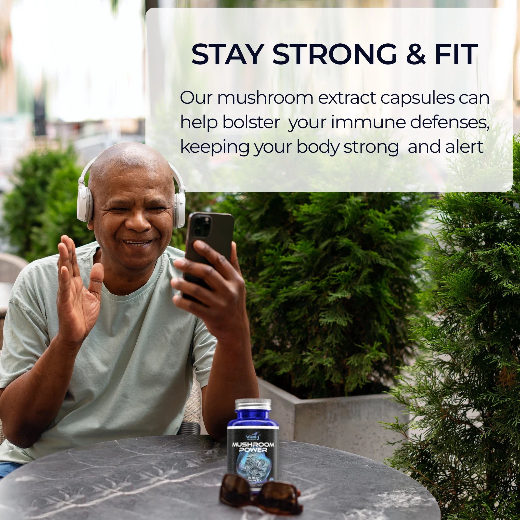Mushroom Power Complex 10-In-1 Nootropic Dietary Supplement for Gut Microbiome, Focus, Energy & Vitality - 120 Capsules
