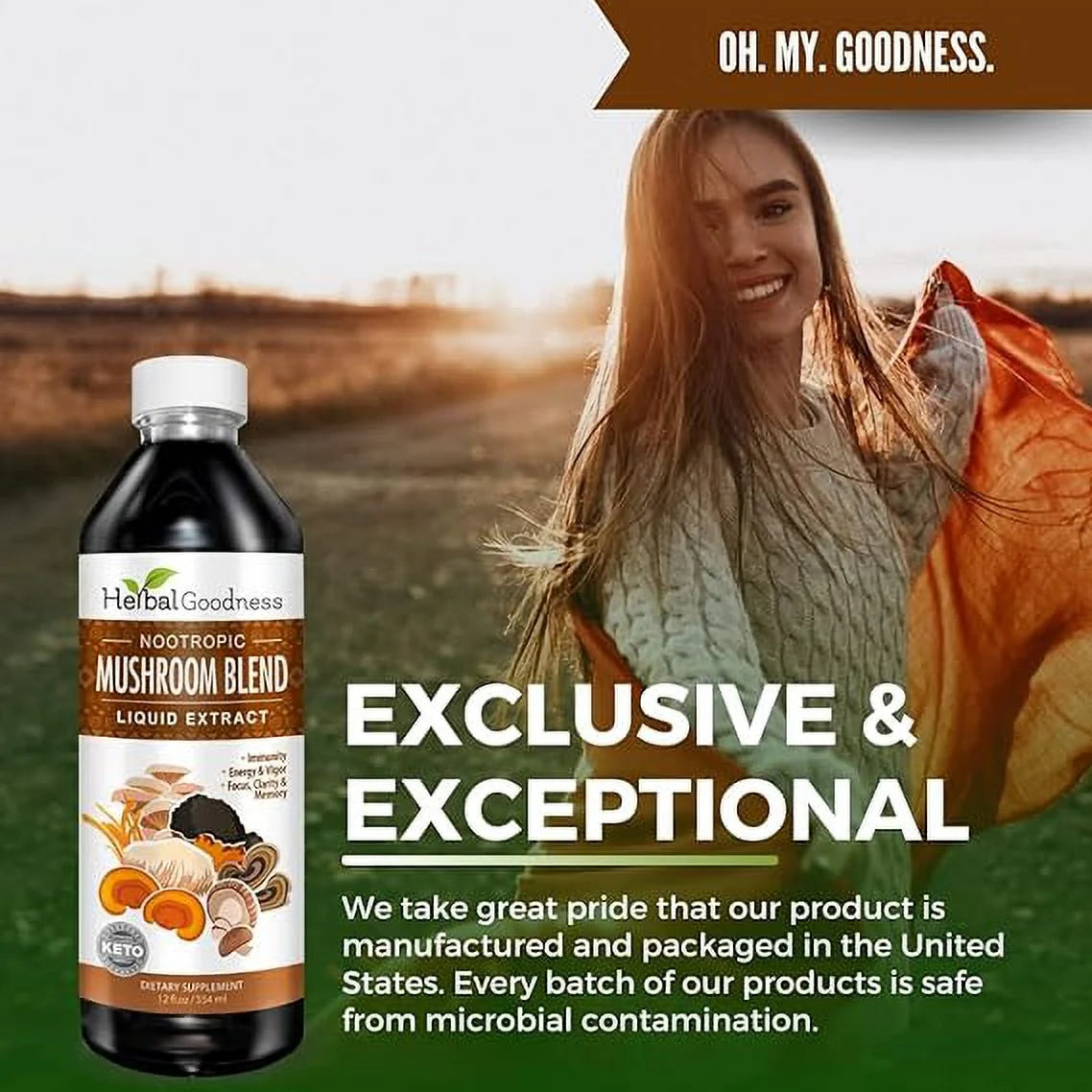 Mushroom Supplements Blends Liquid Extract 12Fl.Oz, Reishi, Chaga, Turkey Tails, Organic Lion'S Mane, Nootropic Brain Supplements for Memory and Focus -