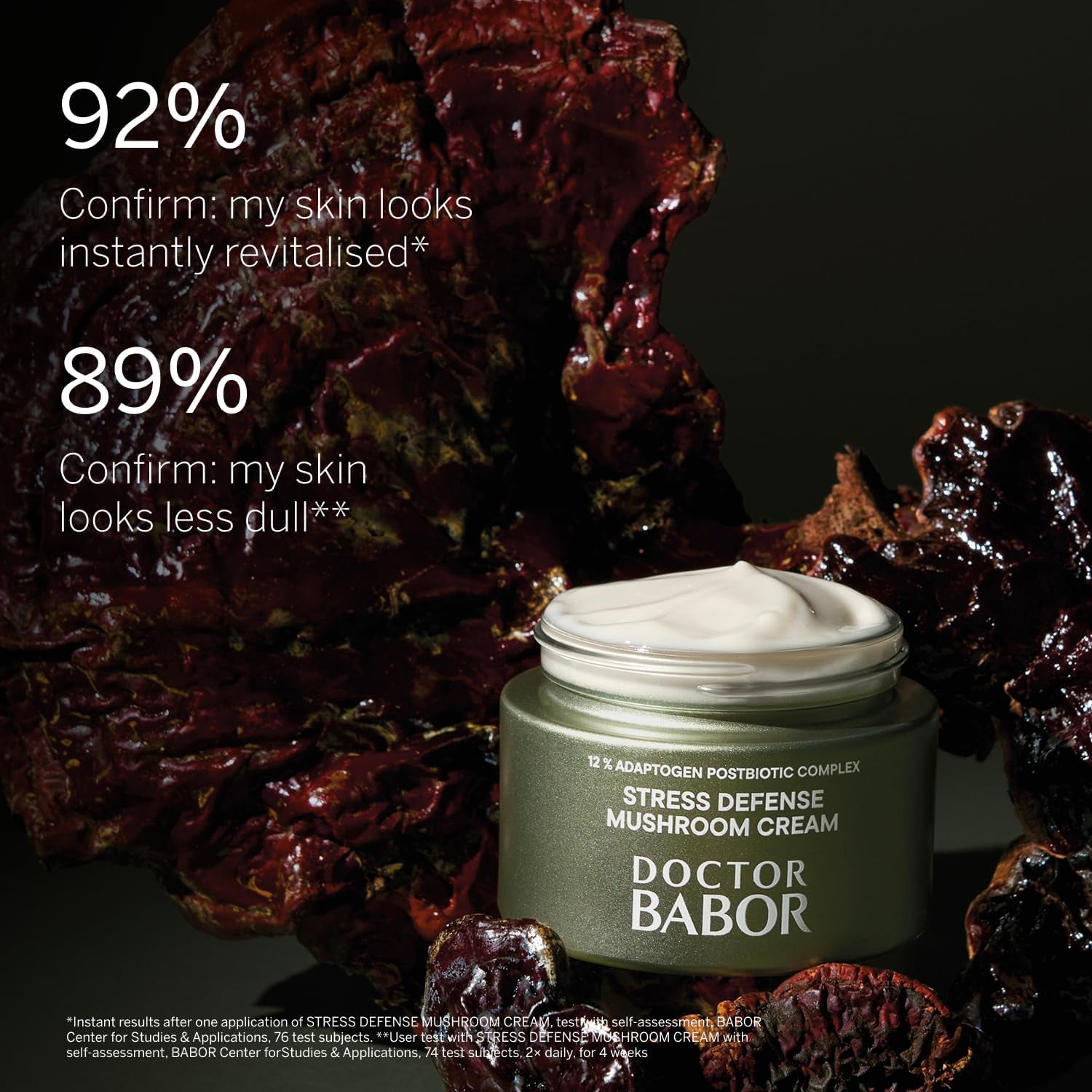 DOCTOR BABOR CLEANFORMANCE Stress Defense Mushroom Cream with Extracts of Reishi, Chaga, Shiitake Mushrooms & Ginseng Root | Face Cream | Moisturizing | for Face, Neck & Décolleté 50Ml