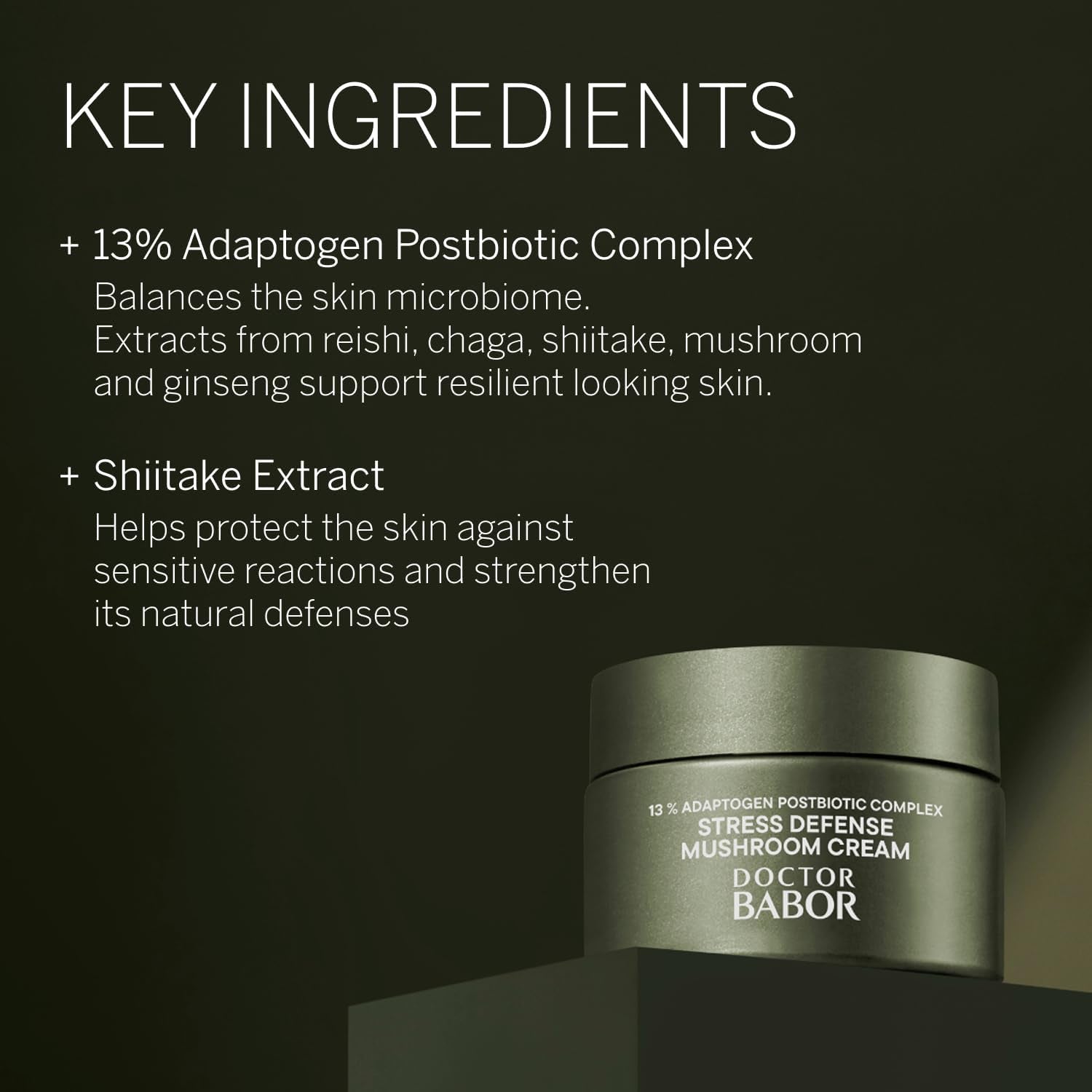 DOCTOR BABOR CLEANFORMANCE Stress Defense Mushroom Cream with Extracts of Reishi, Chaga, Shiitake Mushrooms & Ginseng Root | Face Cream | Moisturizing | for Face, Neck & Décolleté 50Ml