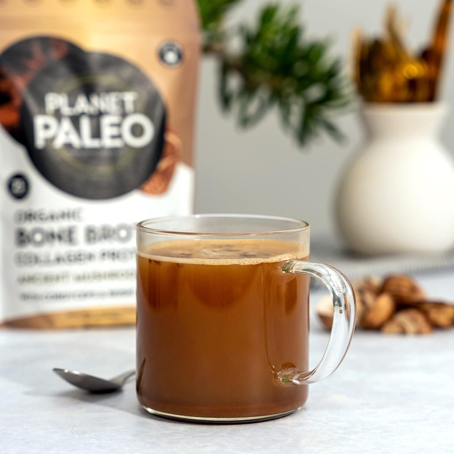 Organic Bone Broth - Ancient Mushrooms (225G, 25 Servings) - Organic, Grass Fed, High Protein, with Reishi, Cordyceps, Lion'S Mane and Shiitake - Adaptogens for Healthy Defences